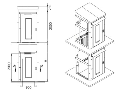 Kabinli - Teleskopik Kapalı Tip Engelli Platformu